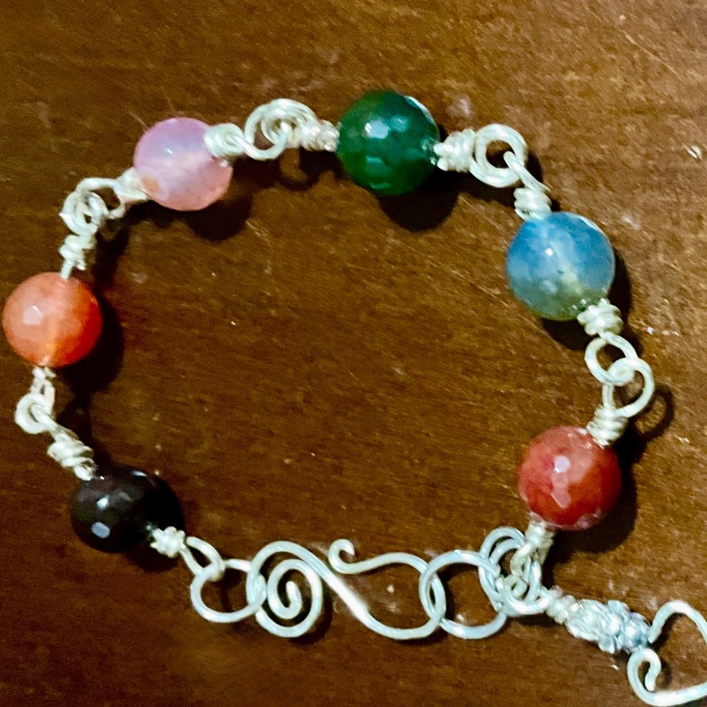 Designer Series Custom Sterling Silver Multi colored Gemstone Bracelet